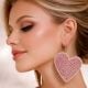 Handmade Jewelry Pink Heart Beaded Drop Earrings